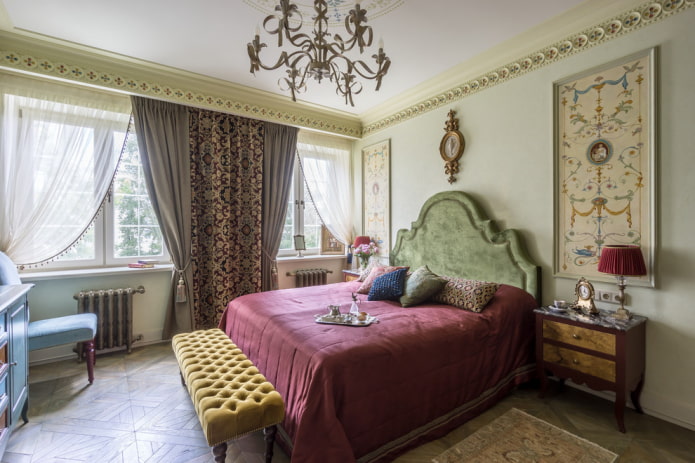 gecombineerde gordijnen in de slaapkamer