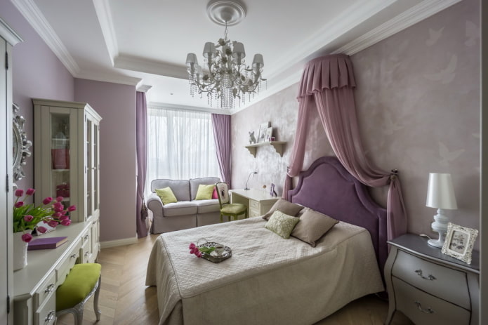 Slaapkamer van 9 vierkante meter voor een meisje