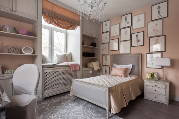 kleurenschema van een slaapkamer voor een tienermeisje