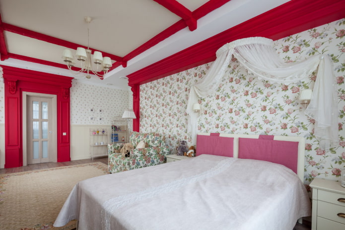 ontwerp van een grote slaapkamer voor een tienermeisje