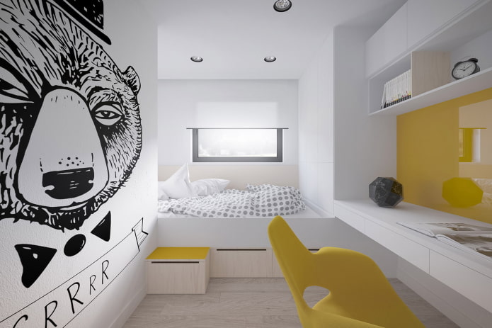 slaapkamer voor tienermeisjes in hightech-stijl