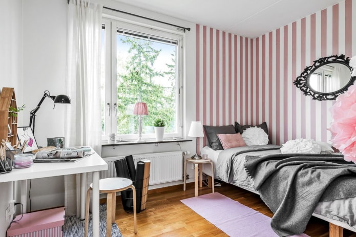 tienermeisjeskamer in Scandinavische stijl