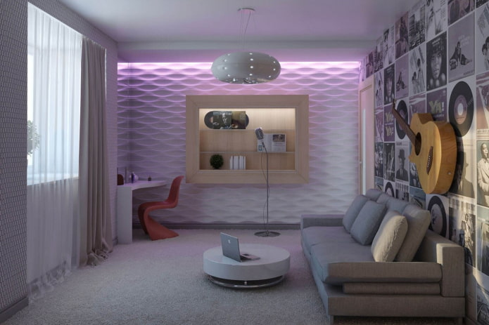 slaapkamer voor tienermeisjes in hightech-stijl