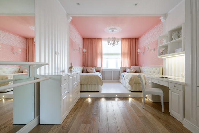 zonering van een slaapkamer voor twee meisjes