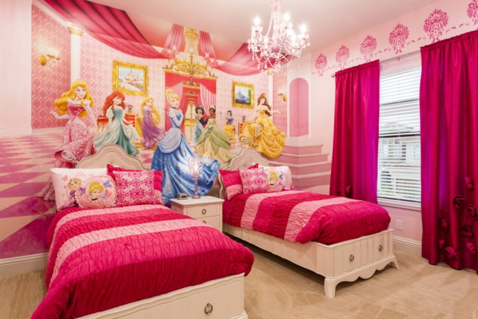 ontwerp van een slaapkamer voor twee meisjes