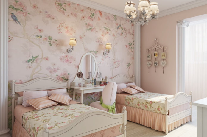 Slaapkamer voor twee meisjes in Proven?aalse stijl