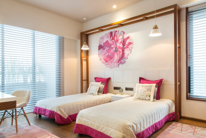 slaapkamer voor twee meisjes in een moderne stijl