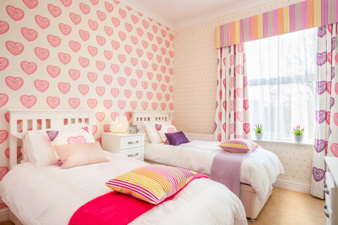 decoratie van een slaapkamer voor twee meisjes