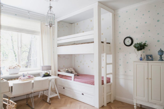 het plannen van een kleine slaapkamer voor twee meisjes