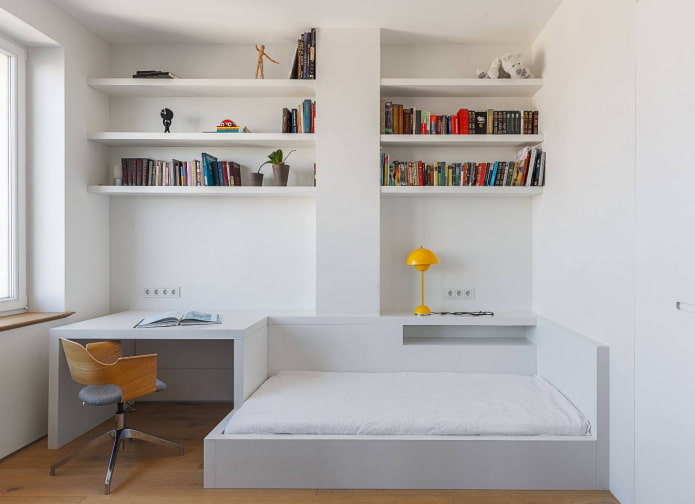 slaapkamer voor een tienerjongen in minimalistische stijl