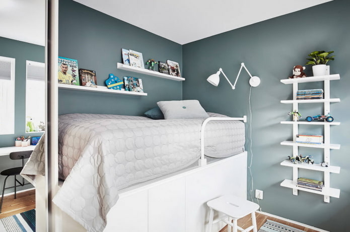 slaapkamer voor een tienerjongen in Scandinavische stijl
