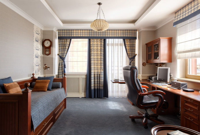 slaapkamer voor een tienerjongen in een klassieke stijl