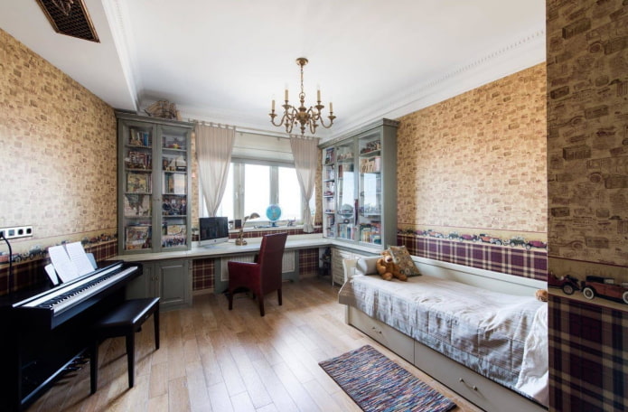 slaapkamer voor een tienerjongen in een klassieke stijl