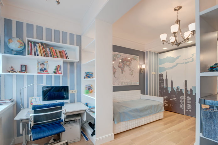 indeling van een slaapkamer voor een tienerjongen