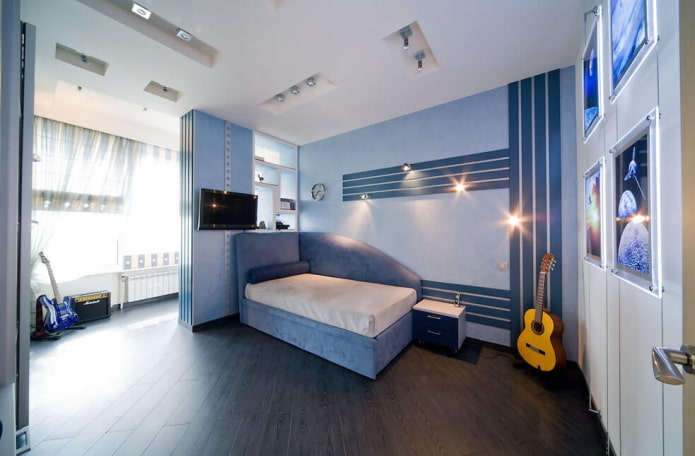 kleurenschema van een slaapkamer voor een tienerjongen