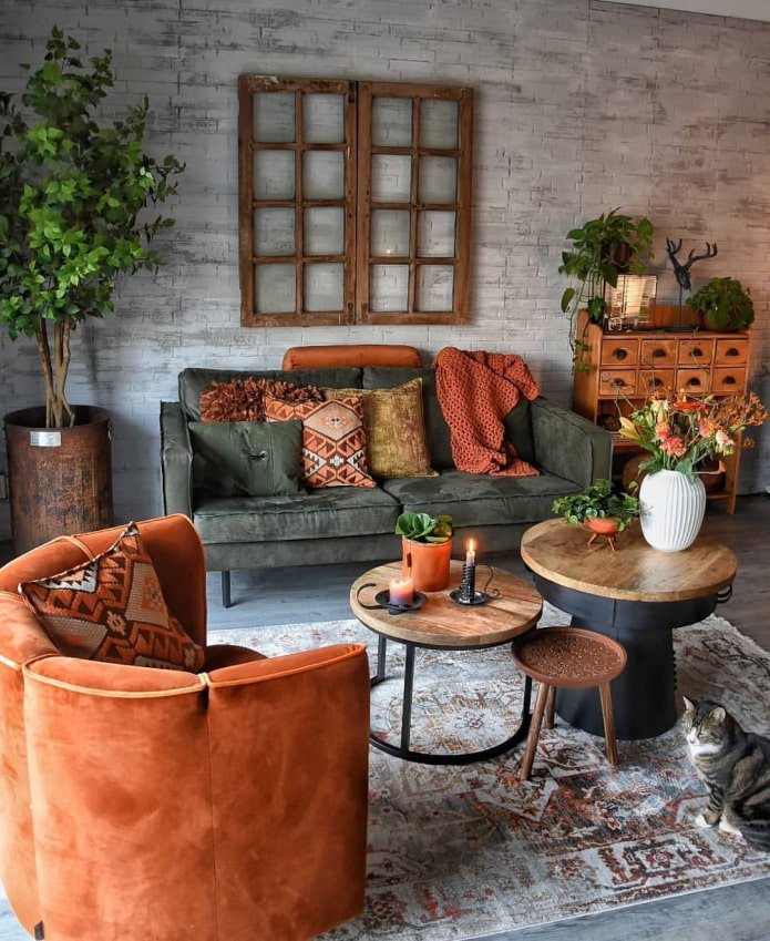 Woonkamer in bohemian stijl