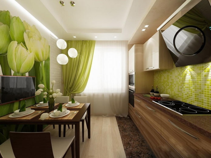 keukeninterieur in groene en bruine tinten