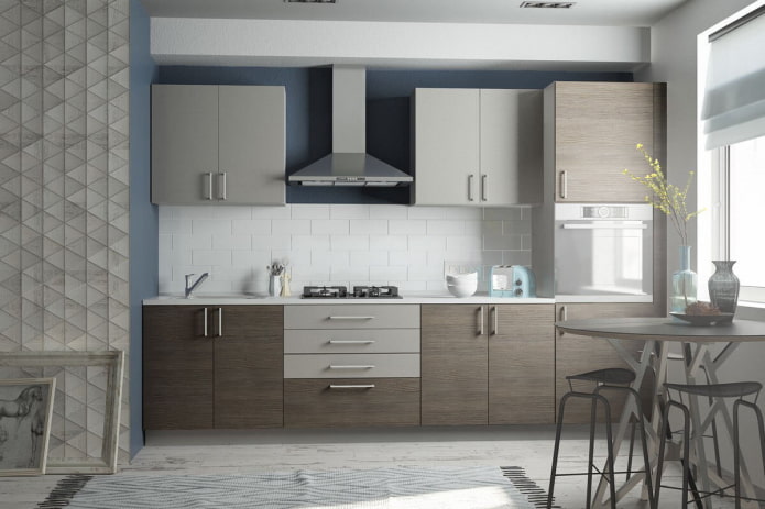 keukeninterieur in grijze en bruine tinten