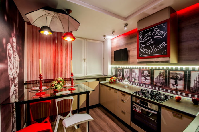 keukeninterieur met rode accenten