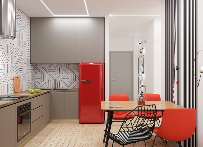 keukeninterieur met rode accenten