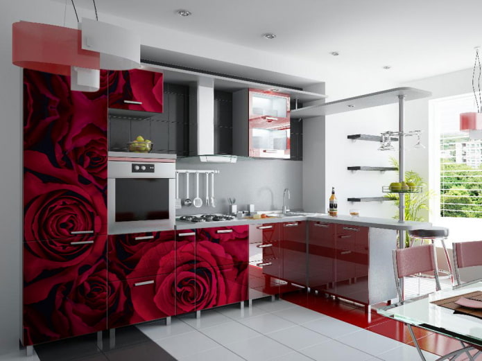 rood keukeninterieur in een moderne stijl