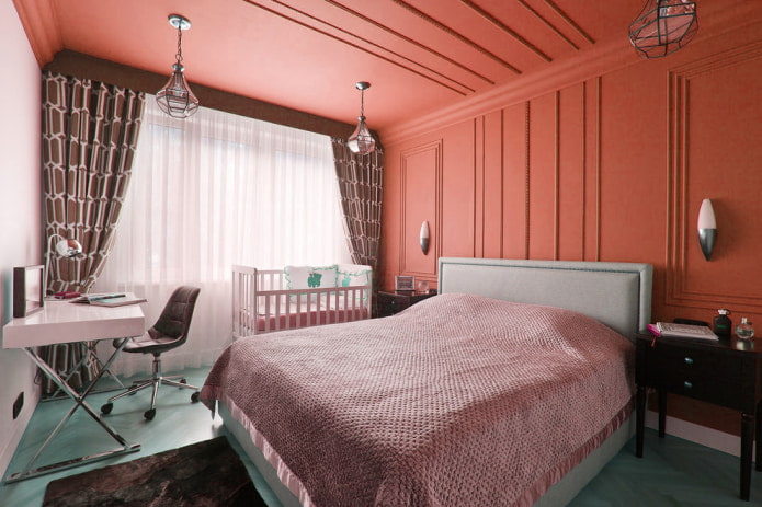 plafond geverfd in dezelfde kleur als accentmuur