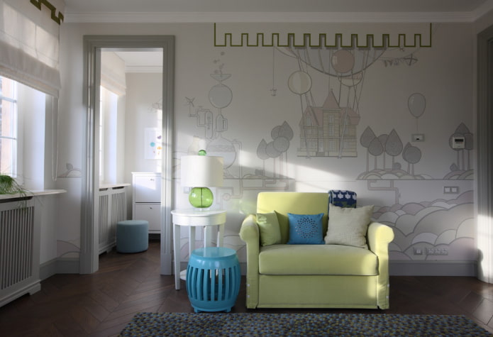 opvouwbare stoel in het interieur van de kinderkamer