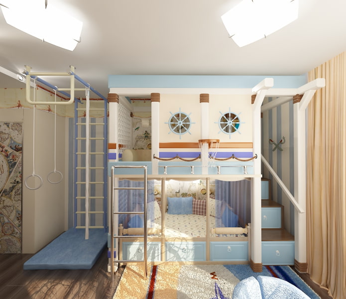 kinderkamer met sportgedeelte