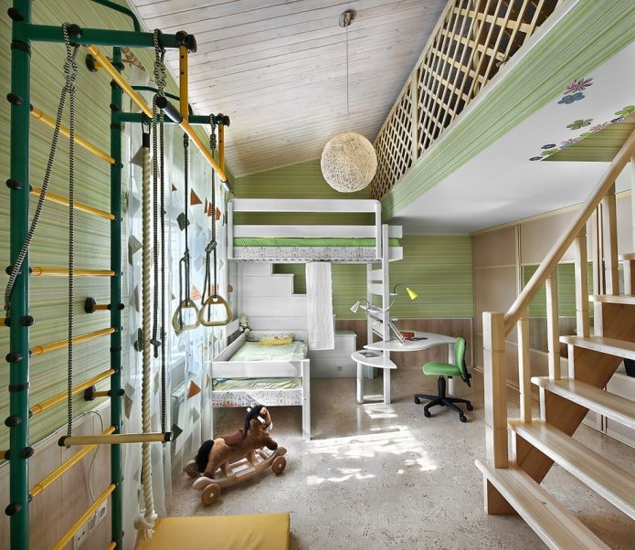 kinderkamer met sportgedeelte
