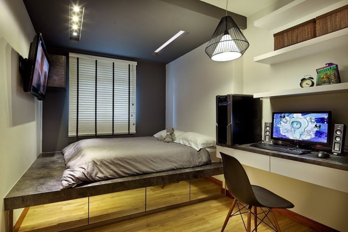 podiumbedontwerp in het interieur
