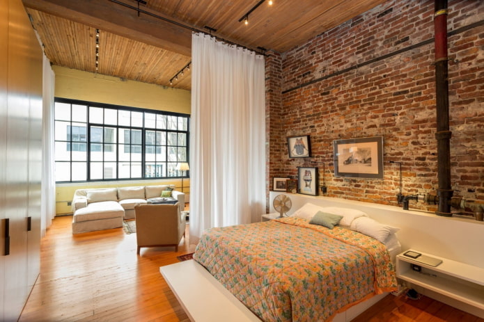Loft-stijl in een woon-slaapkamer