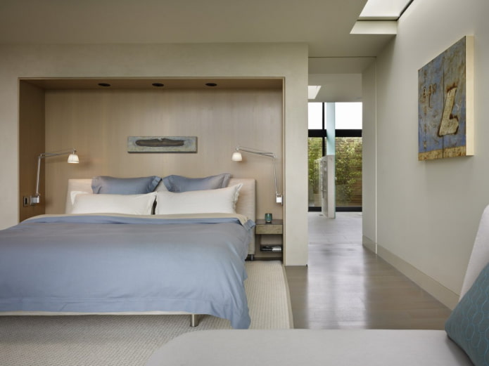 nis met een bed in een modern interieur