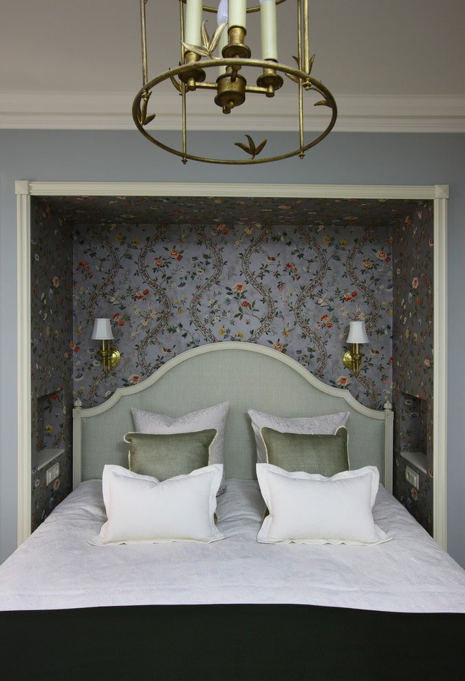 gipskarton nis met een bed in het interieur