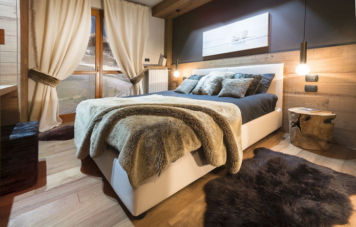 wit bed in het interieur van de slaapkamer