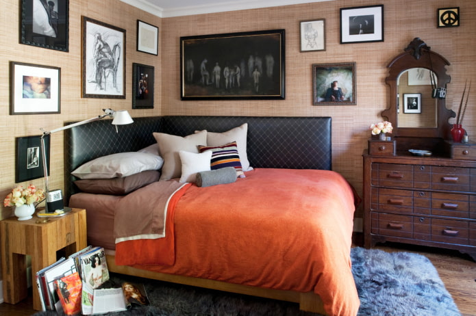 hoekbed in het interieur van de slaapkamer
