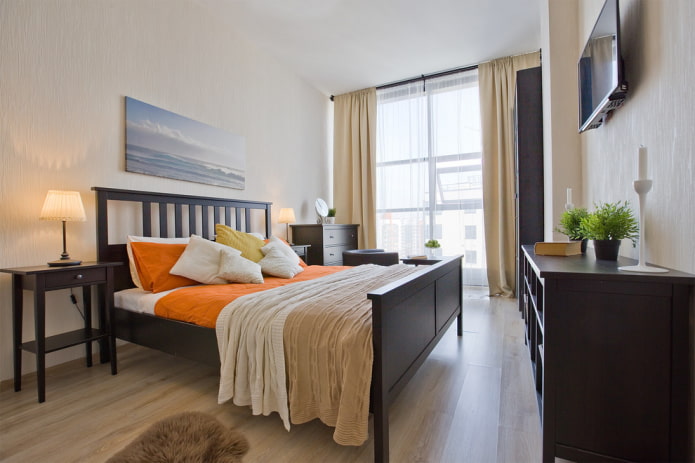 rechthoekig bed in het slaapkamerinterieur