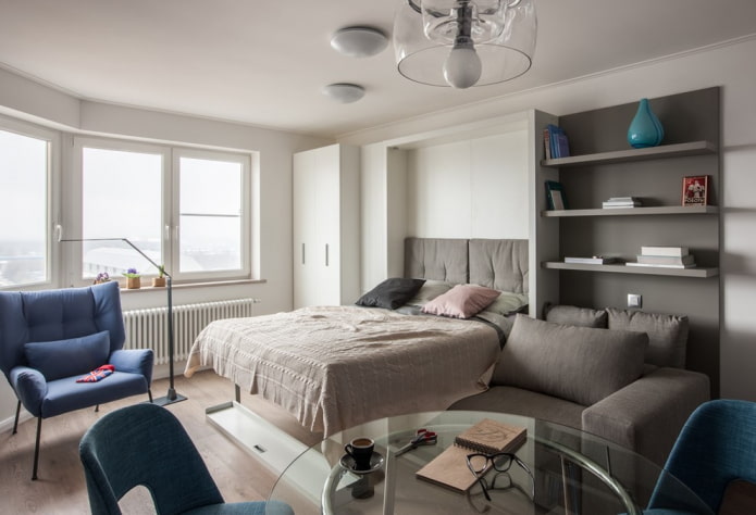 ingebouwd bed in het interieur van de woonkamer