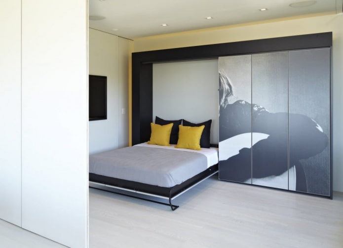 ontwerp van een ingebouwd bed in het interieur