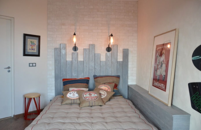 houten bed in loftstijl