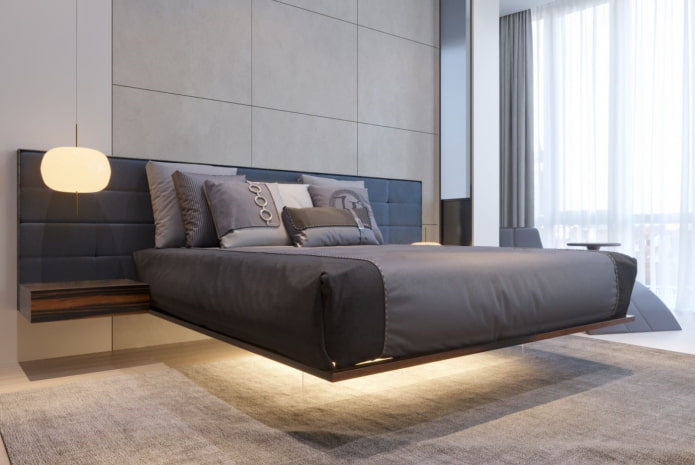 bed met een zacht hoofdeinde in een moderne stijl
