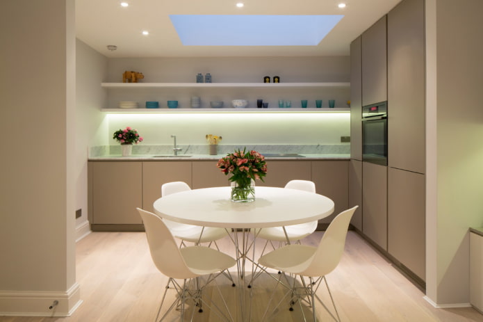 ronde kunststof tafel in de keuken