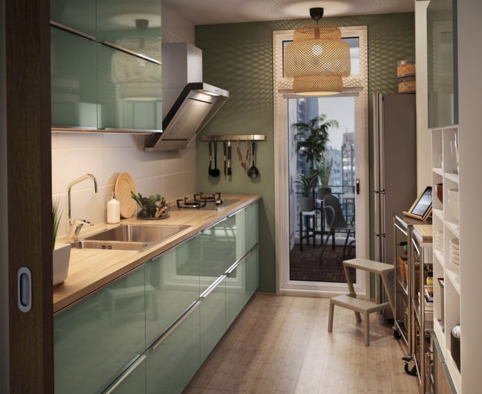 glanzende groene keuken