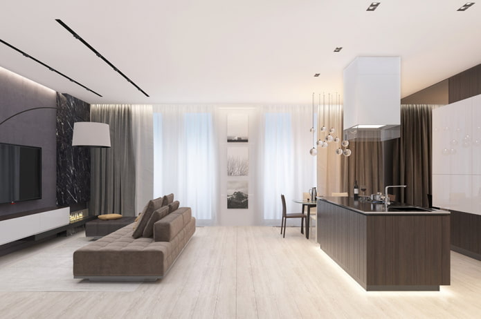 Keuken gecombineerd met een kamer