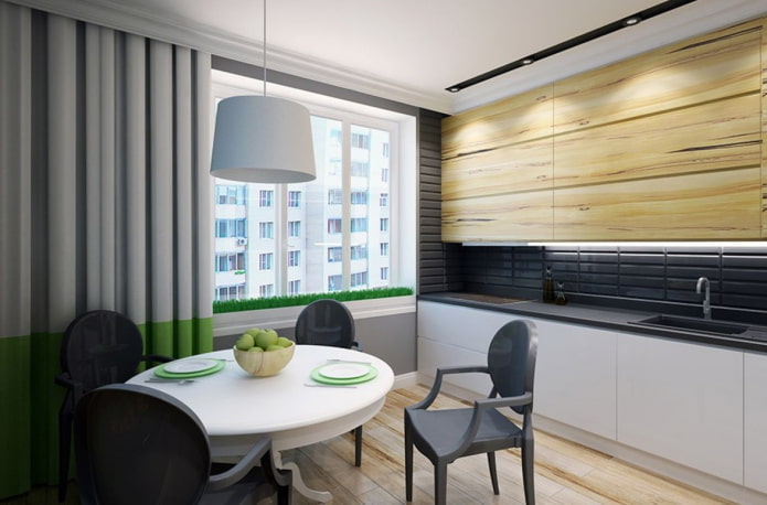 Keuken met hout en groene accenten