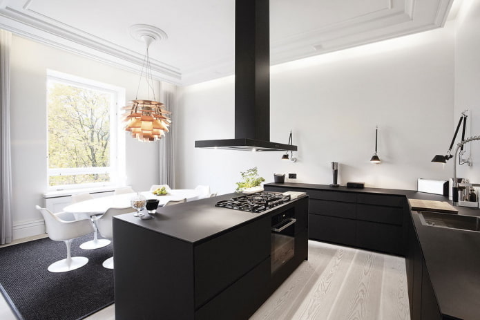 Keuken met kookeiland in minimalistische stijl