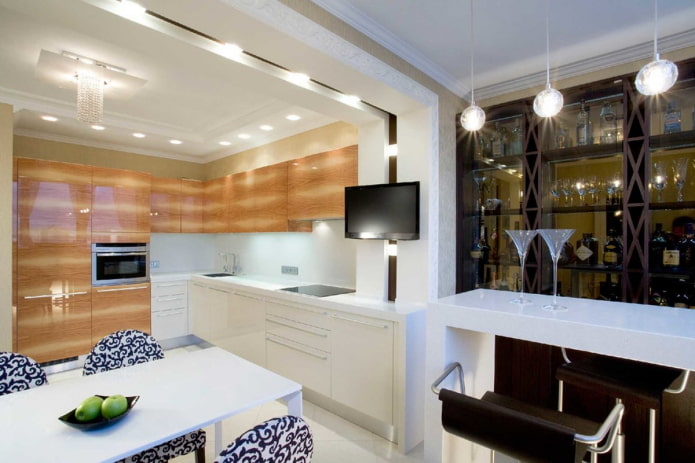 verlichting in het interieur van de keuken in de moderne stijl