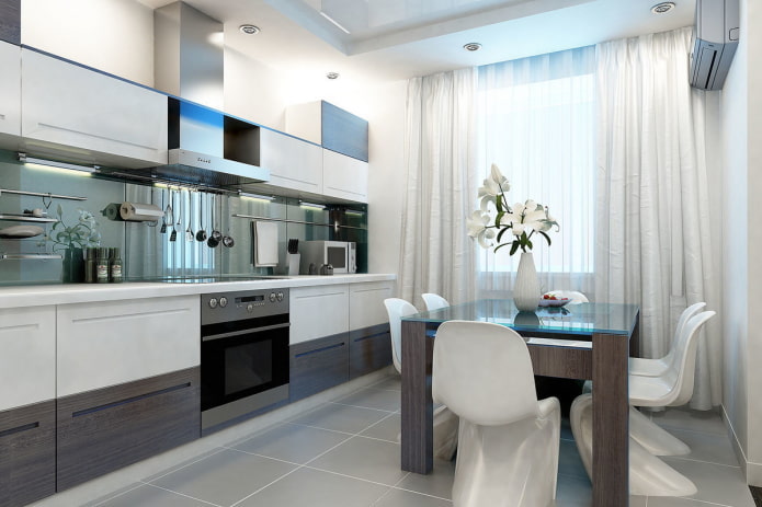 ontwerp van een eetgroep in de keuken in moderne stijl