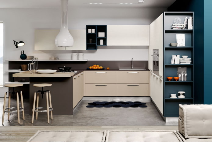 Opbergsystemen in de keuken in moderne stijl