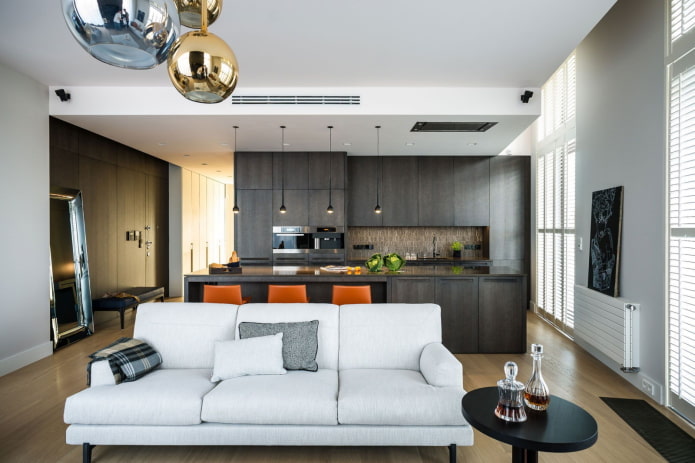 moderne keuken-woonkamer interieur