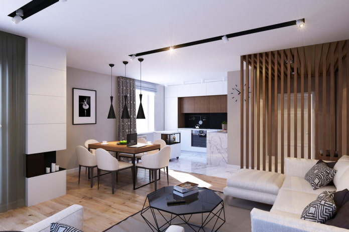 moderne keuken-woonkamer interieur